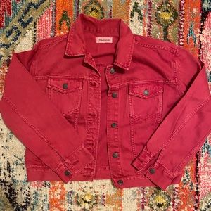 RETIRED Madewell Boxy Crop Denim Jacket in Red!